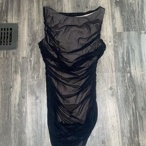 Bailey 44 woman’s black sheer top with nude tank underneath size XS